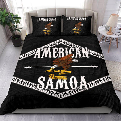 Polynesian Duvet Cover Set - American Samoa Duvet Cover Set Black Eagle