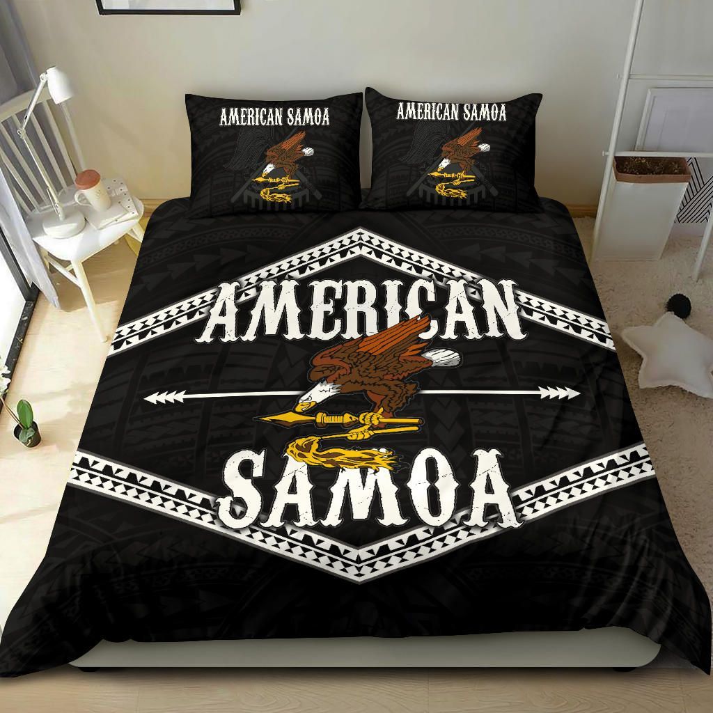 Polynesian Duvet Cover Set - American Samoa Duvet Cover Set Black Eagle
