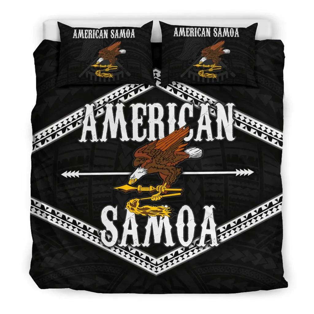 Polynesian Duvet Cover Set - American Samoa Duvet Cover Set Black Eagle