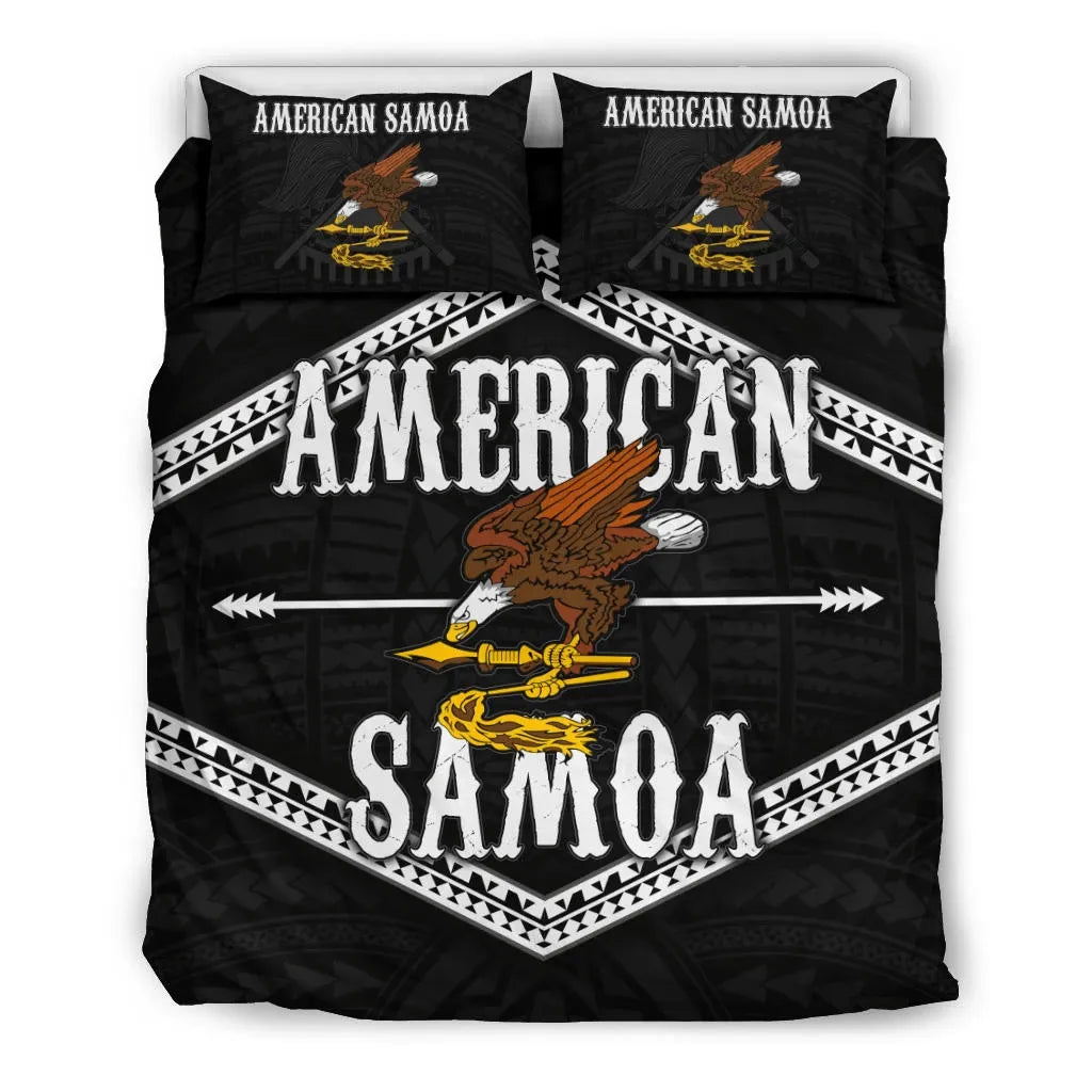 Polynesian Duvet Cover Set - American Samoa Duvet Cover Set Black Eagle
