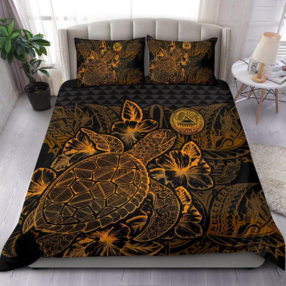 Polynesian Bedding Set - American Samoa Duvet Cover Set Gold Color
