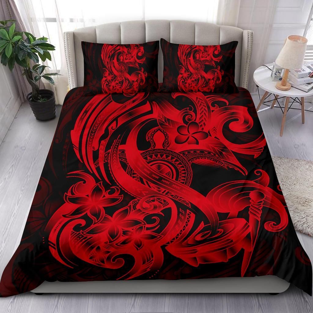 Polynesian Bedding Set - American Samoa Duvet Cover Set Red Turtle