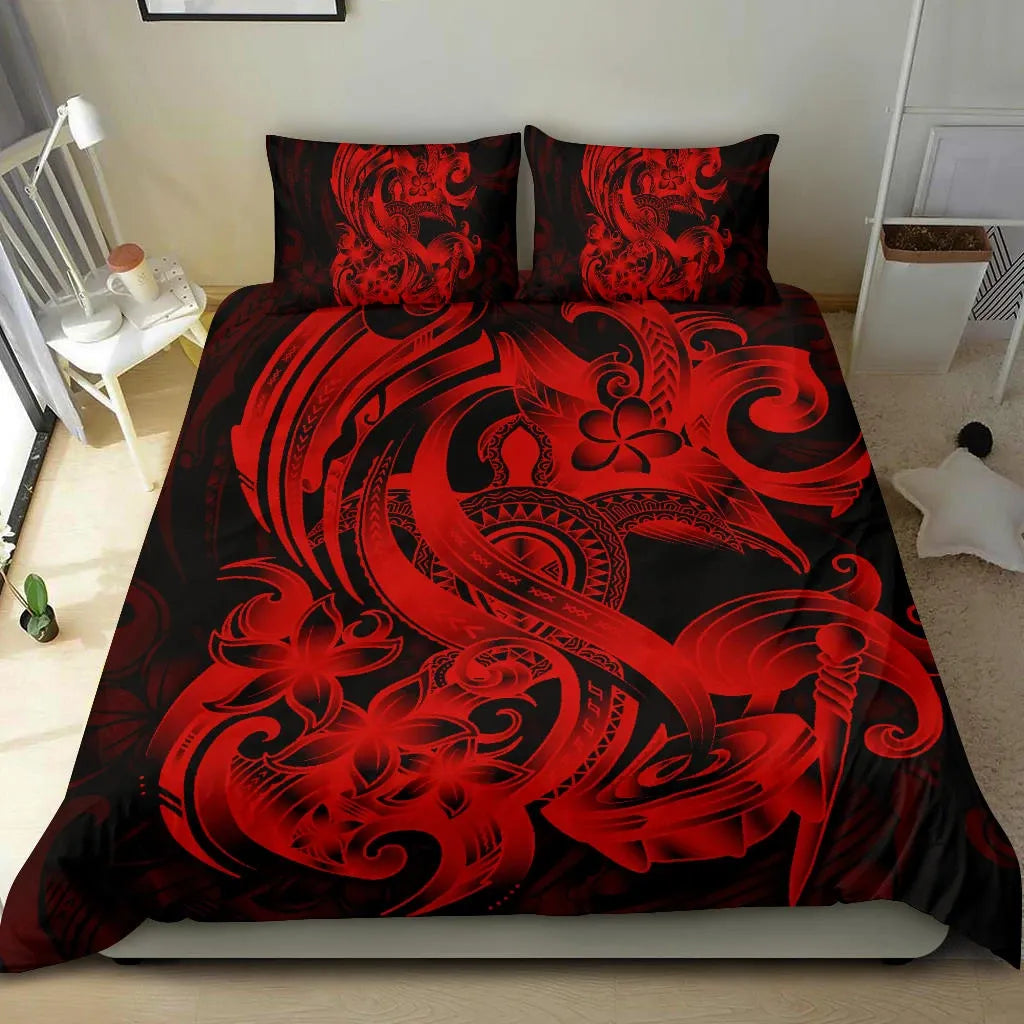 Polynesian Bedding Set - American Samoa Duvet Cover Set Red Turtle