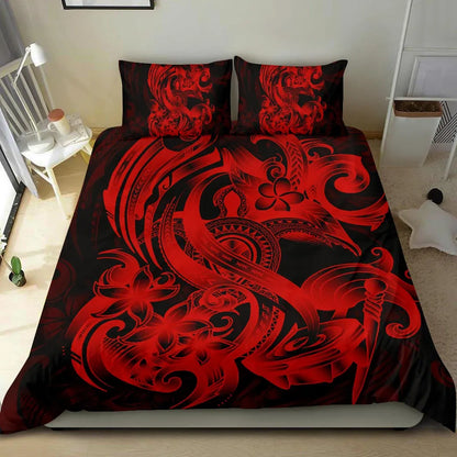 Polynesian Bedding Set - American Samoa Duvet Cover Set Red Turtle
