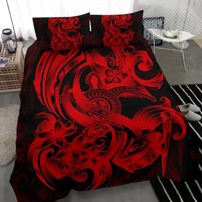 Polynesian Bedding Set - American Samoa Duvet Cover Set Red Turtle