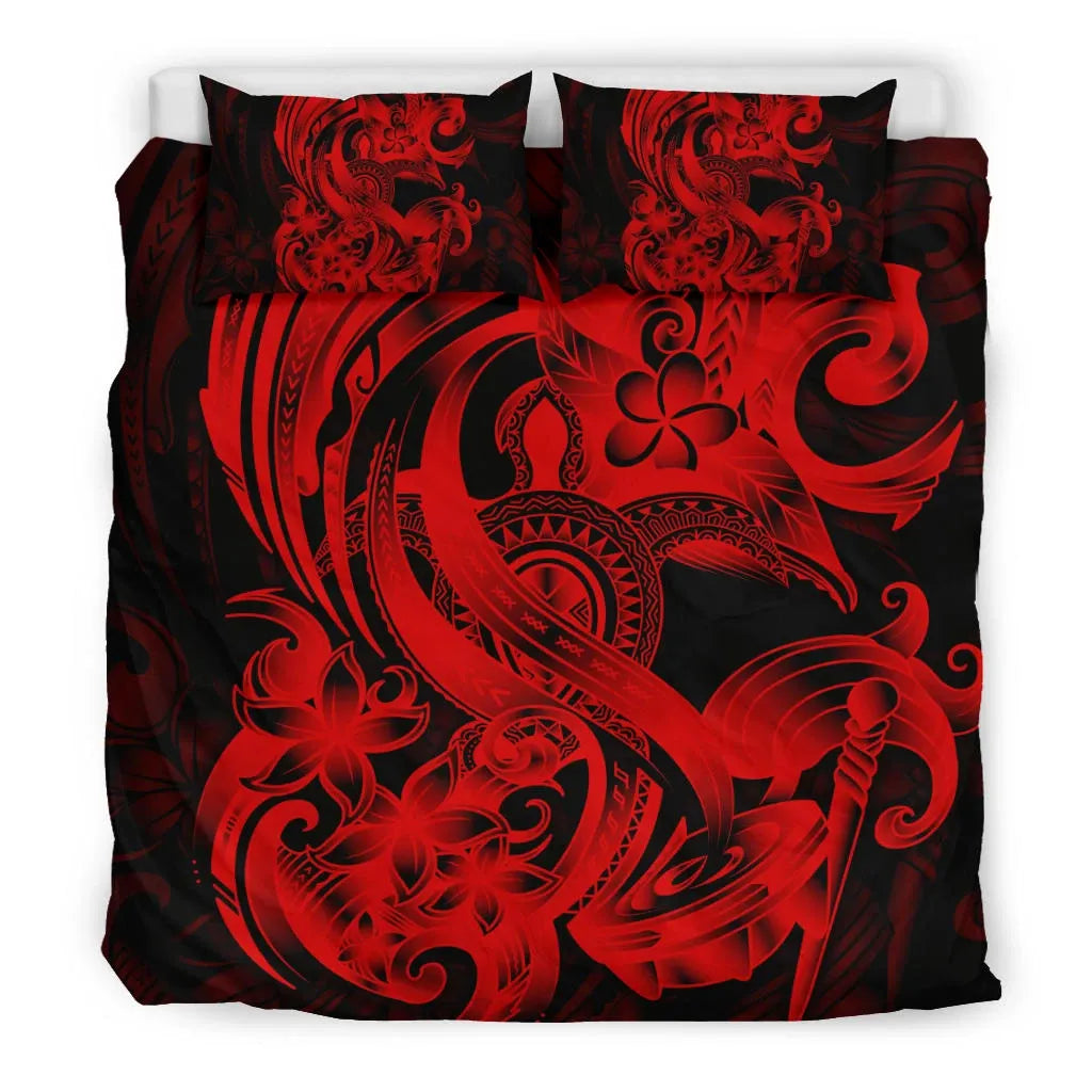 Polynesian Bedding Set - American Samoa Duvet Cover Set Red Turtle