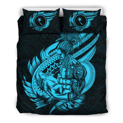 Polynesian Bedding Set - Chuuk Duvet Cover Set Father And Son Emerald