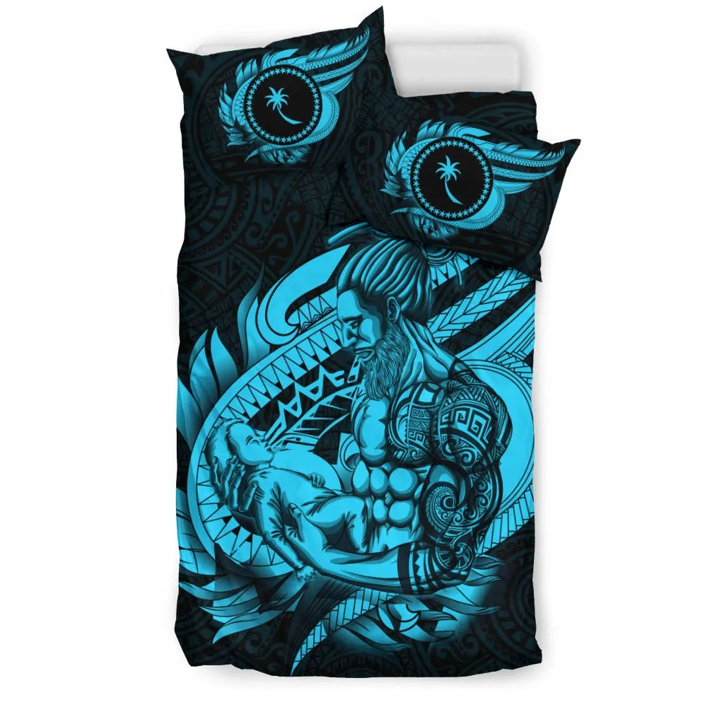 Polynesian Bedding Set - Chuuk Duvet Cover Set Father And Son Emerald