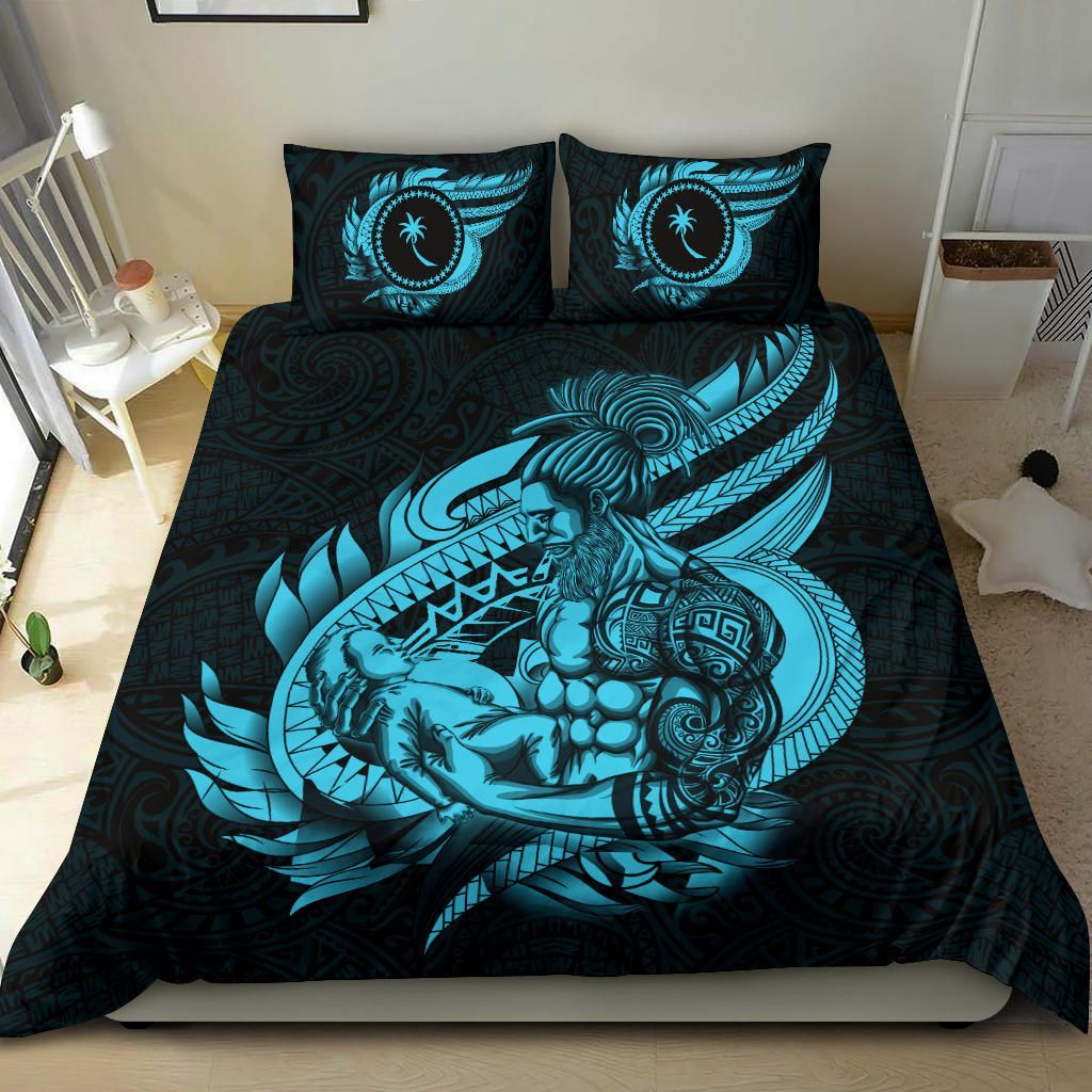 Polynesian Bedding Set - Chuuk Duvet Cover Set Father And Son Emerald