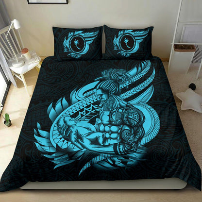 Polynesian Bedding Set - Chuuk Duvet Cover Set Father And Son Emerald