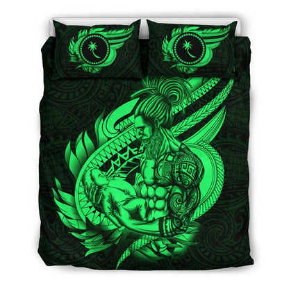 Polynesian Bedding Set - Chuuk Duvet Cover Set Father And Son Green
