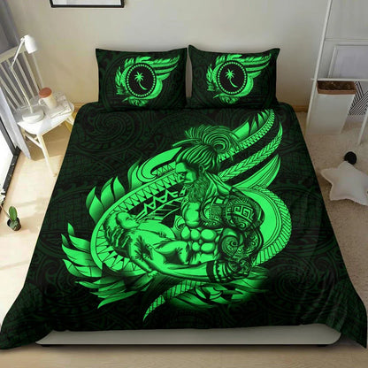 Polynesian Bedding Set - Chuuk Duvet Cover Set Father And Son Green
