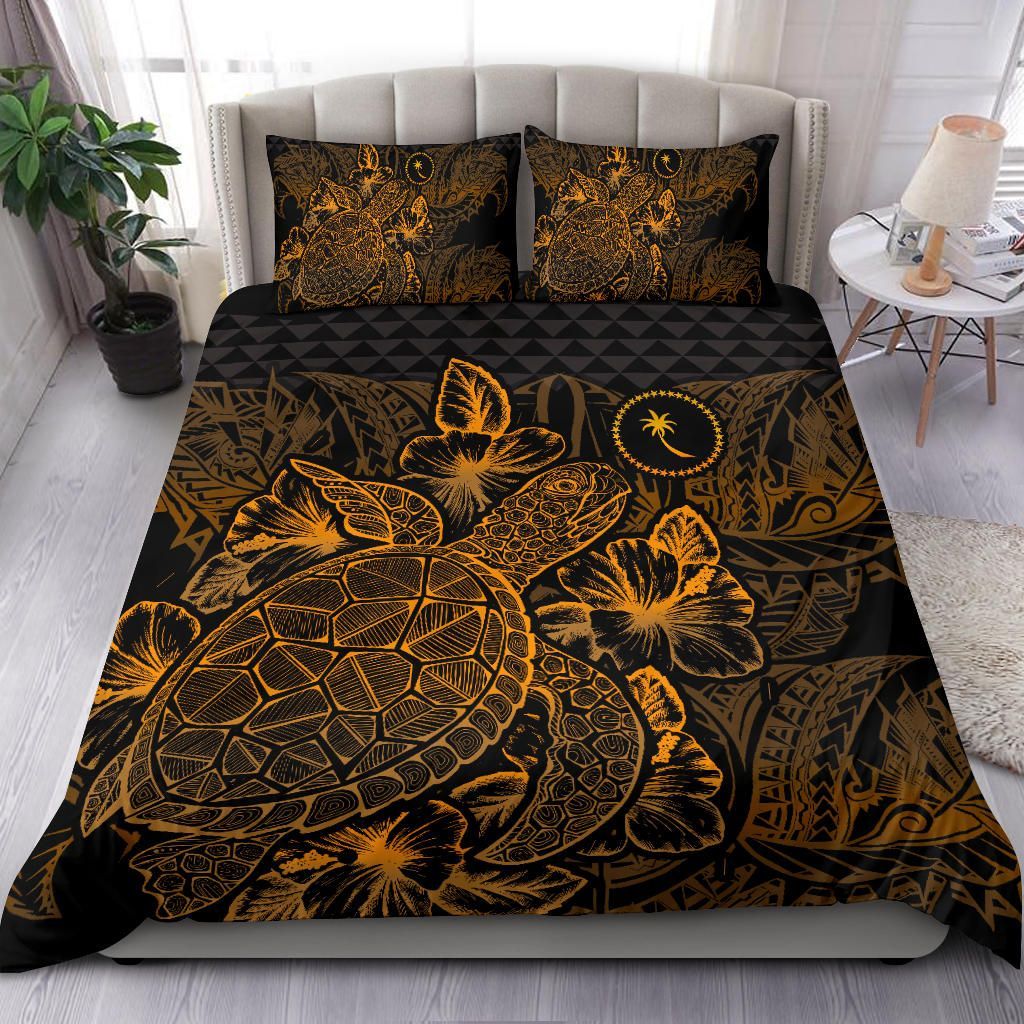 Polynesian Bedding Set - Chuuk Duvet Cover Set Gold Color