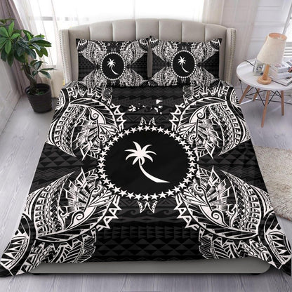 Polynesian Bedding Set - Chuuk Duvet Cover Set Map Black