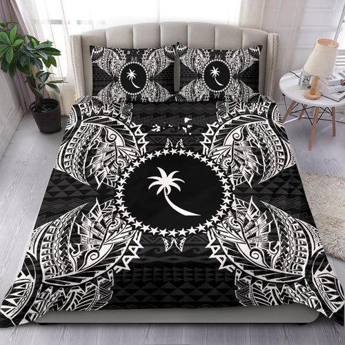 Polynesian Bedding Set - Chuuk Duvet Cover Set Map Black