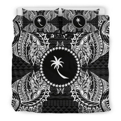 Polynesian Bedding Set - Chuuk Duvet Cover Set Map Black