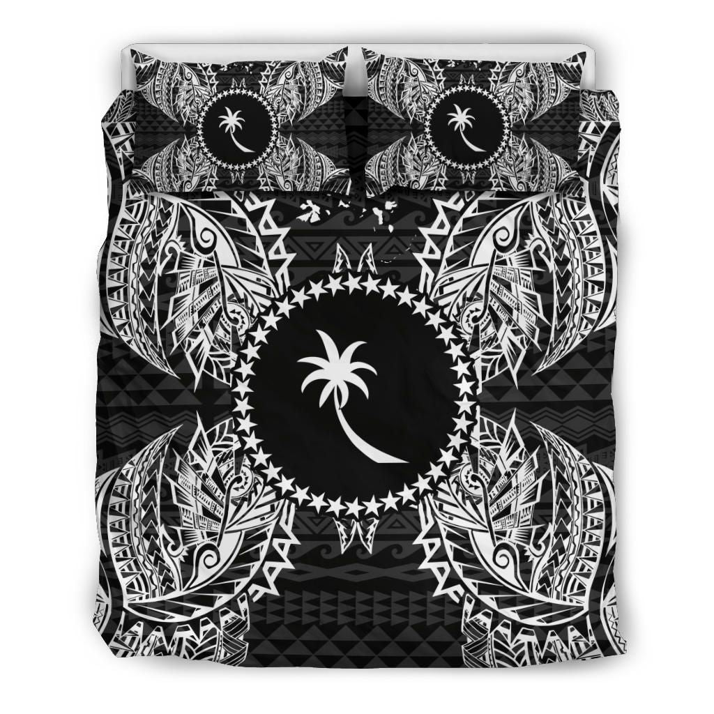 Polynesian Bedding Set - Chuuk Duvet Cover Set Map Black