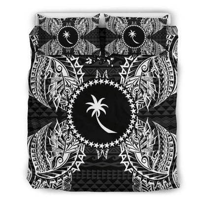 Polynesian Bedding Set - Chuuk Duvet Cover Set Map Black