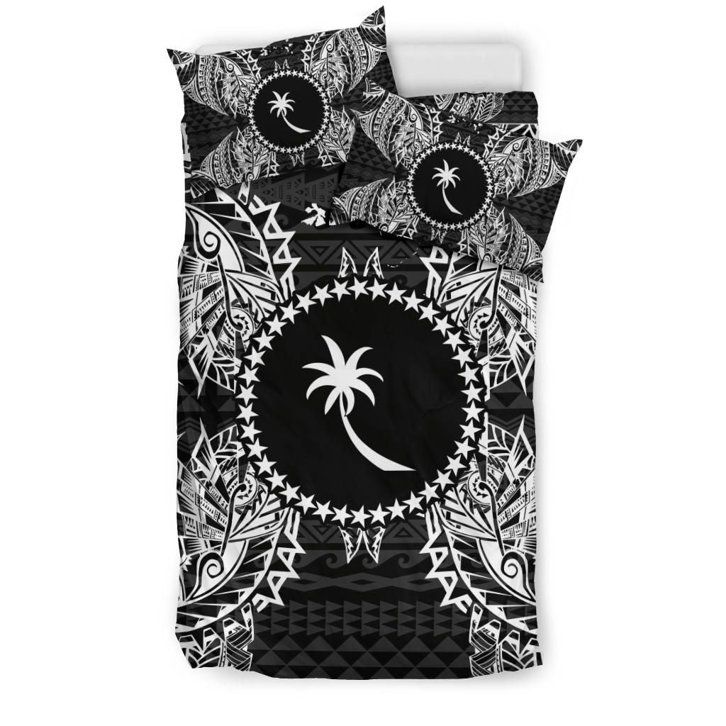 Polynesian Bedding Set - Chuuk Duvet Cover Set Map Black