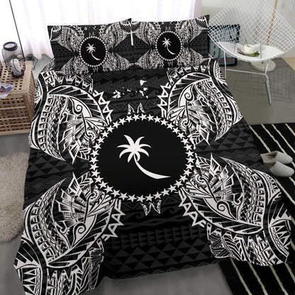 Polynesian Bedding Set - Chuuk Duvet Cover Set Map Black