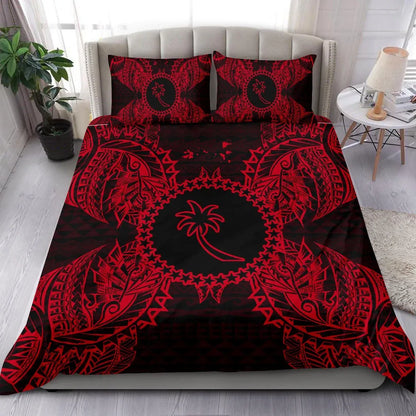 Polynesian Bedding Set - Chuuk Duvet Cover Set Map Red