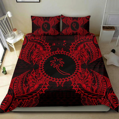 Polynesian Bedding Set - Chuuk Duvet Cover Set Map Red