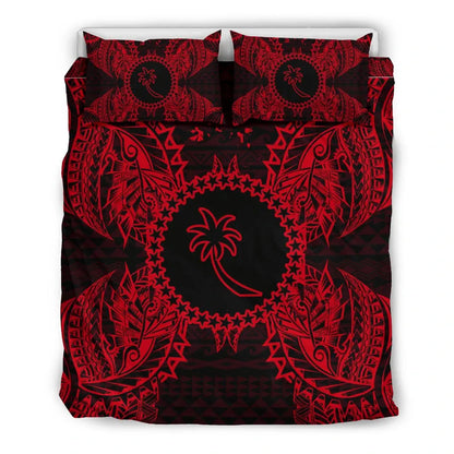 Polynesian Bedding Set - Chuuk Duvet Cover Set Map Red