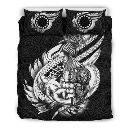 Polynesian Bedding Set - Cook Islands Duvet Cover Set Father And Son Black
