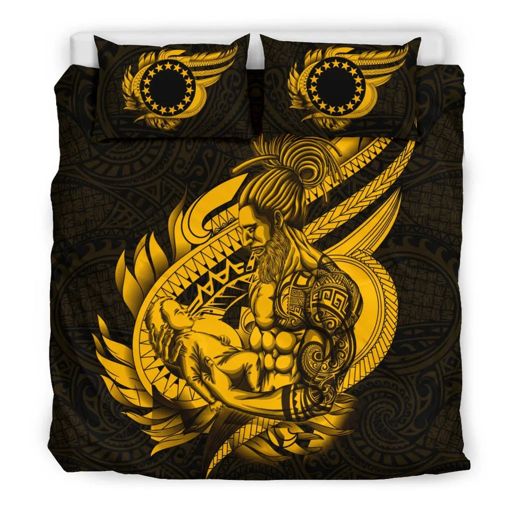 Polynesian Bedding Set - Cook Islands Duvet Cover Set Father And Son Gold