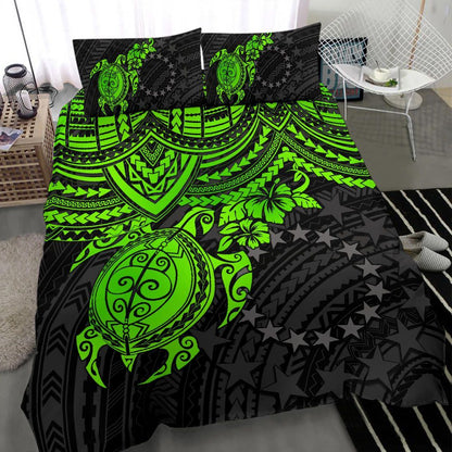 Polynesian Bedding Set - Cook Islands Duvet Cover Set - Green Turtle