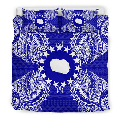 Polynesian Bedding Set - Cook Islands Duvet Cover Set Map Blue