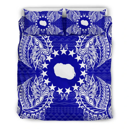 Polynesian Bedding Set - Cook Islands Duvet Cover Set Map Blue