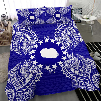 Polynesian Bedding Set - Cook Islands Duvet Cover Set Map Blue