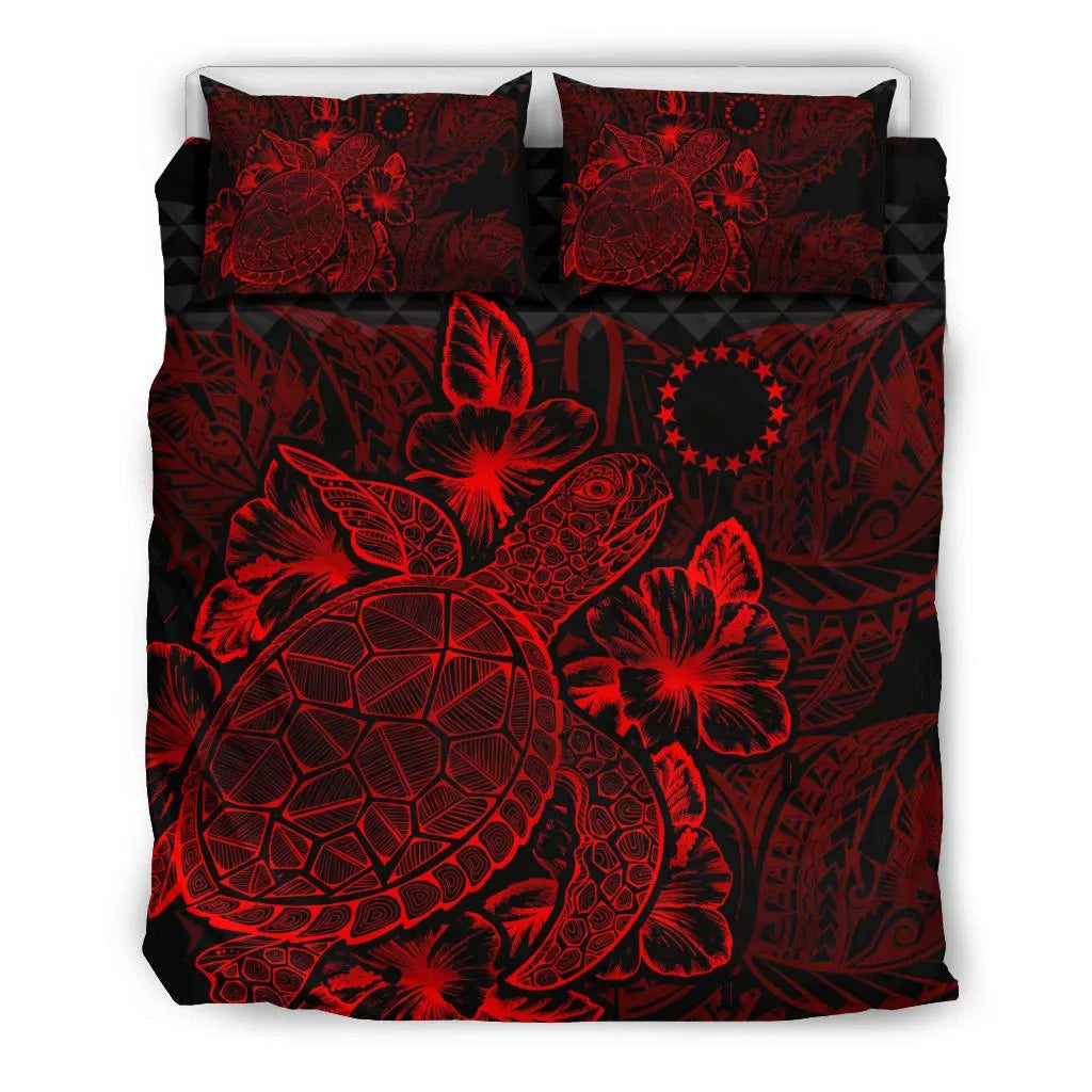 Polynesian Bedding Set - Cook Islands Duvet Cover Set Red Color