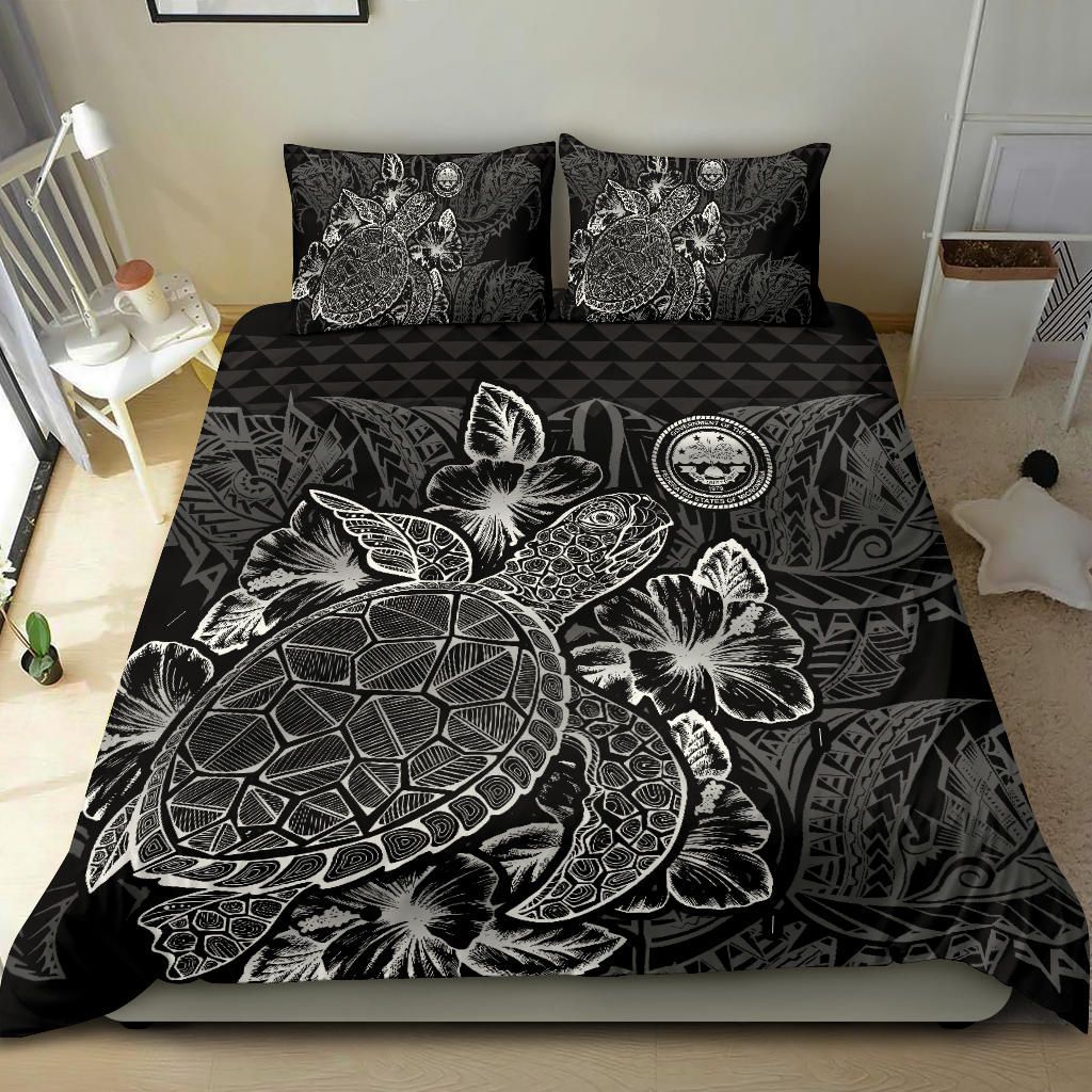Polynesian Bedding Set - Federated States Of Micronesia Duvet Cover Set Black Color