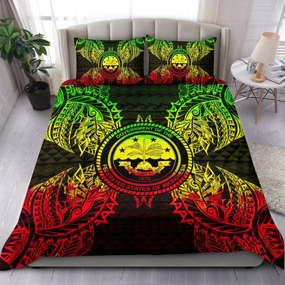 Polynesian Bedding Set - Federated States Of Micronesian Duvet Cover Set Map Reggae