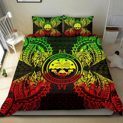 Polynesian Bedding Set - Federated States Of Micronesian Duvet Cover Set Map Reggae
