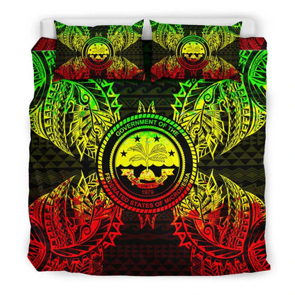 Polynesian Bedding Set - Federated States Of Micronesian Duvet Cover Set Map Reggae