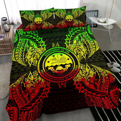 Polynesian Bedding Set - Federated States Of Micronesian Duvet Cover Set Map Reggae