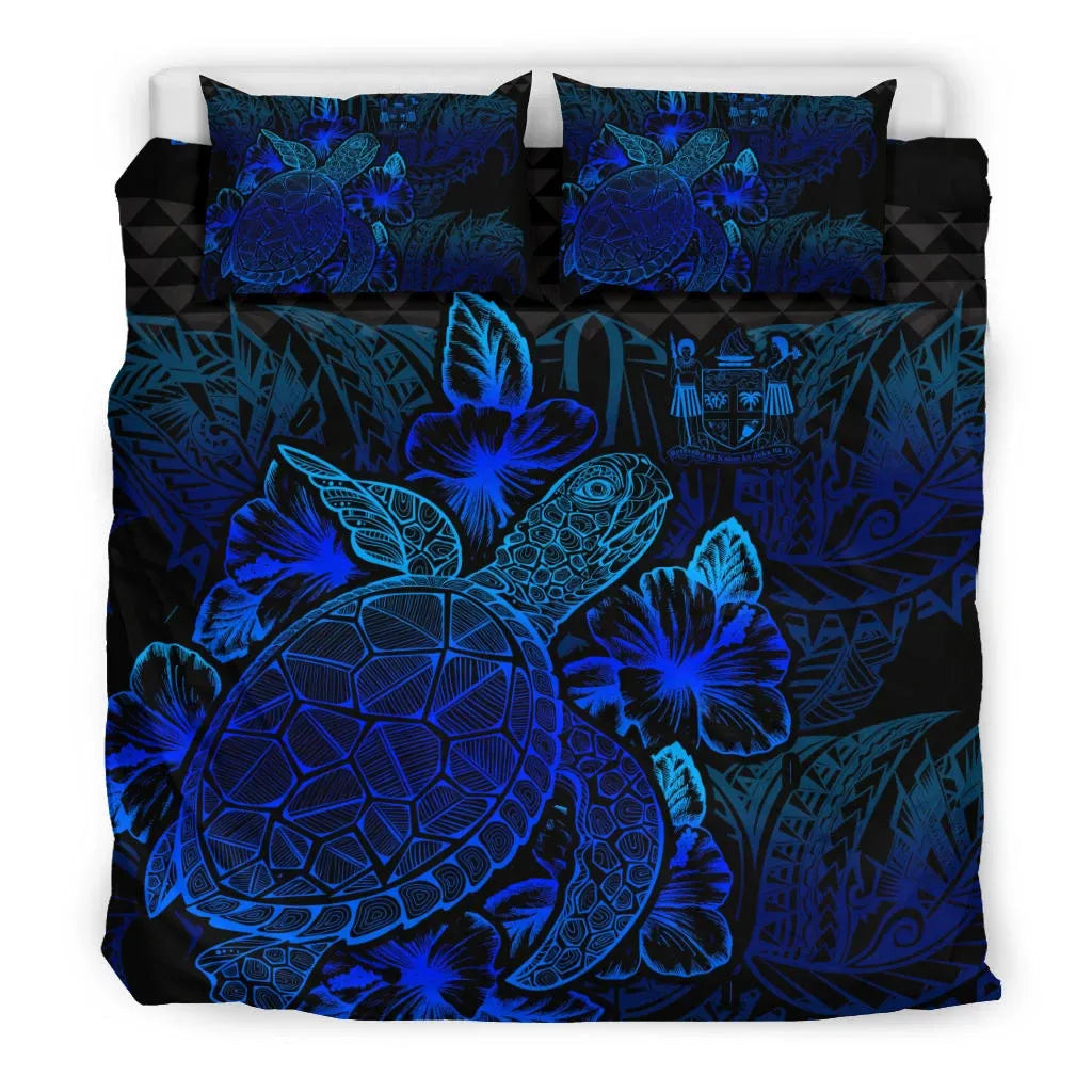 Polynesian Bedding Set - Fiji Duvet Cover Set Blue Color