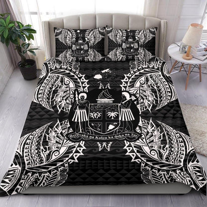 Polynesian Bedding Set - Fiji Duvet Cover Set Map Black