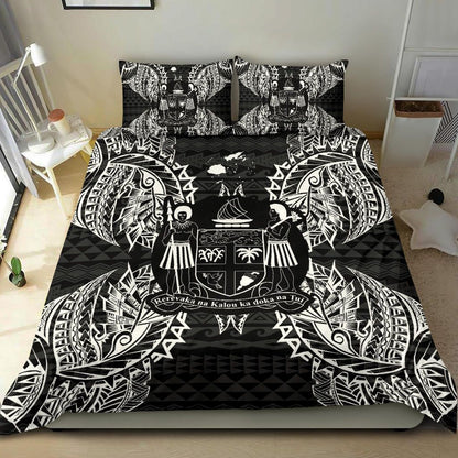 Polynesian Bedding Set - Fiji Duvet Cover Set Map Black