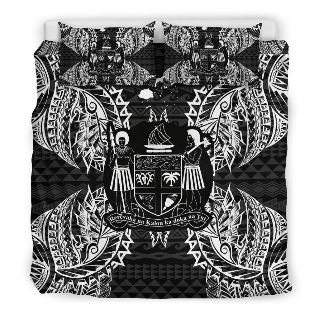 Polynesian Bedding Set - Fiji Duvet Cover Set Map Black