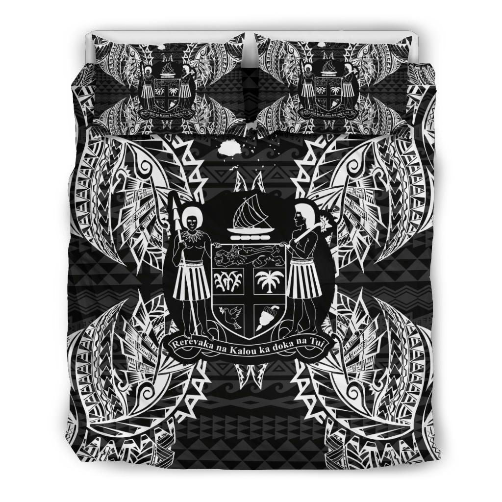 Polynesian Bedding Set - Fiji Duvet Cover Set Map Black