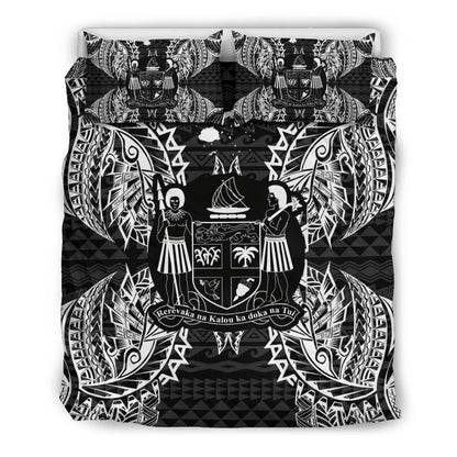 Polynesian Bedding Set - Fiji Duvet Cover Set Map Black