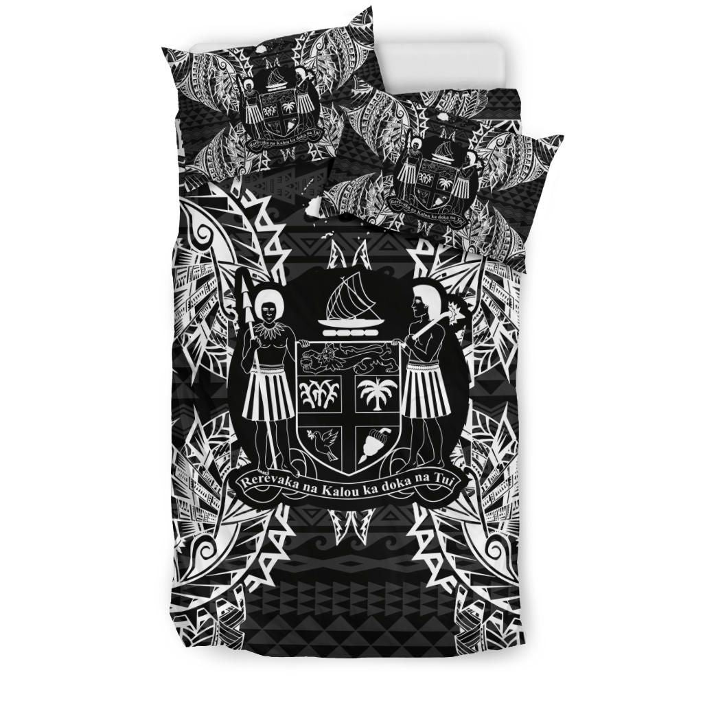 Polynesian Bedding Set - Fiji Duvet Cover Set Map Black