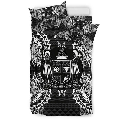 Polynesian Bedding Set - Fiji Duvet Cover Set Map Black