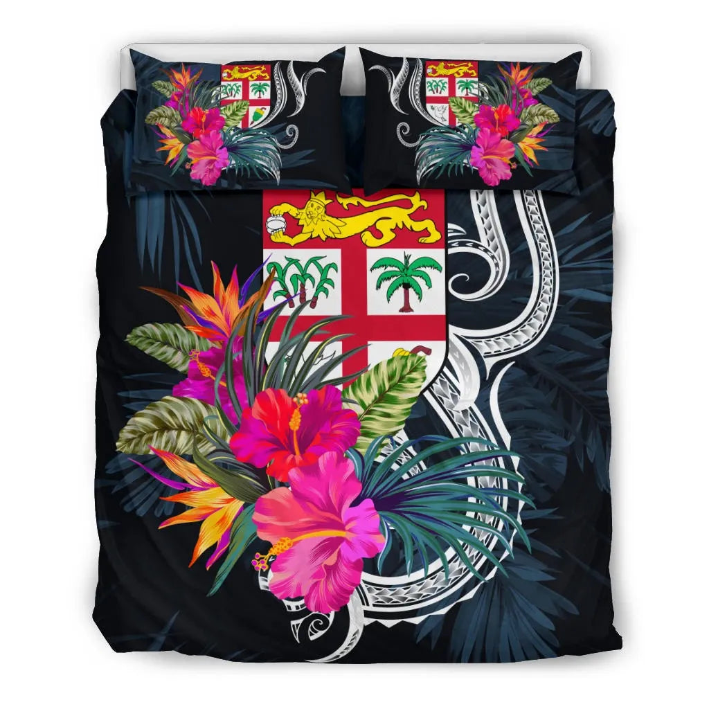 Polynesian Bedding Set - Fiji Duvet Cover Set Tropical Flowers