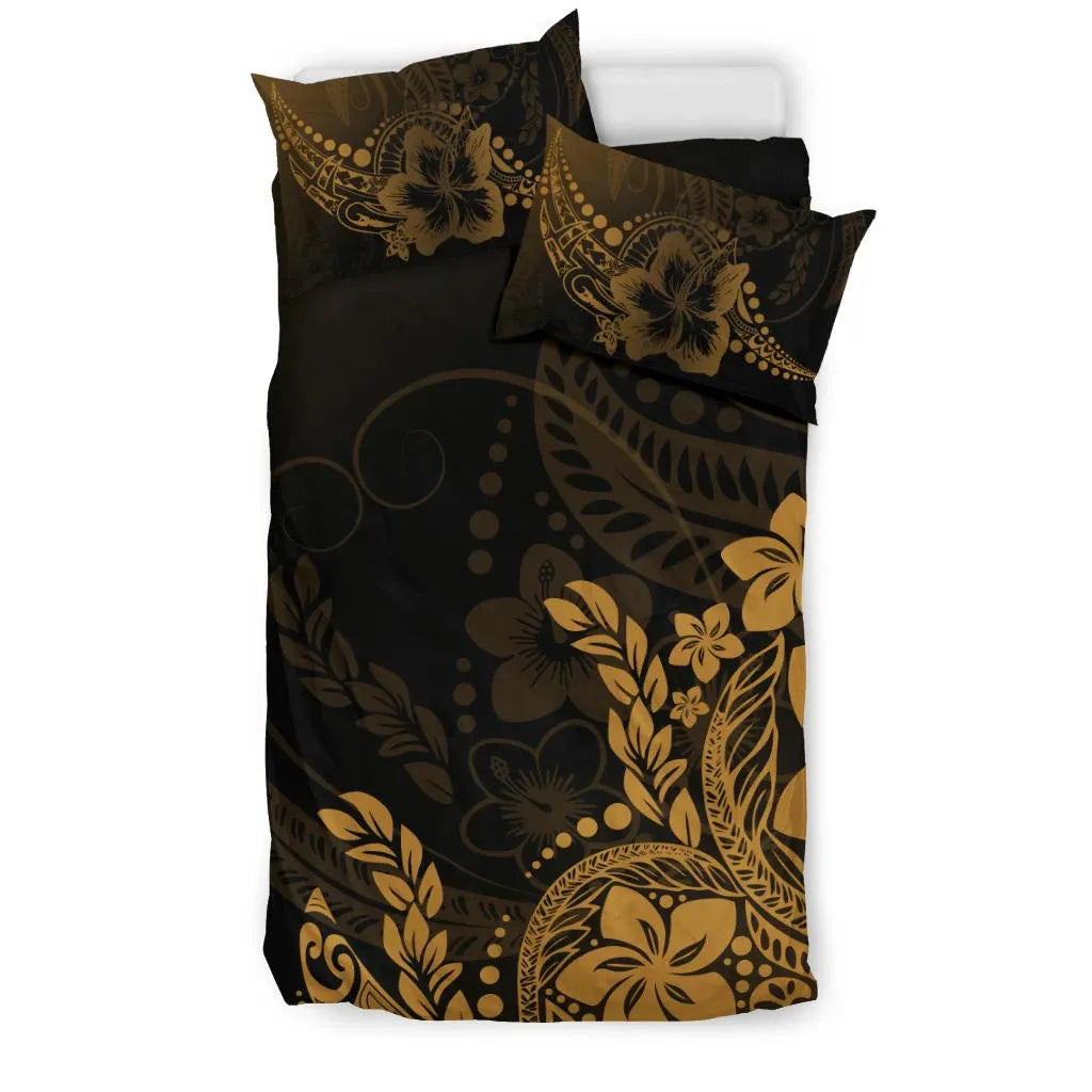 Polynesian Duvet Cover Set - Gold Hibiscus Style