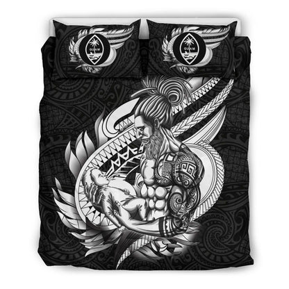 Polynesian Bedding Set - Guam Duvet Cover Set Father And Son Black